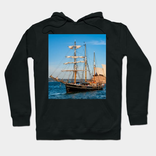 Southern Swan Sailing Ship, Sydney Harbour, Australia Hoodie by Upbeat Traveler